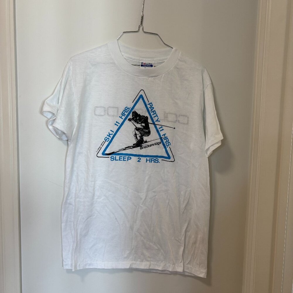 Vintage Graphic T-shirt Ski Colorado Single Stitch Skiing L USA paper thin